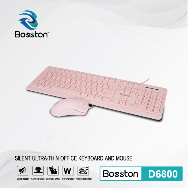 COMBO BÀN PHÍM + MOUSE BOSSTON D6800 PINK